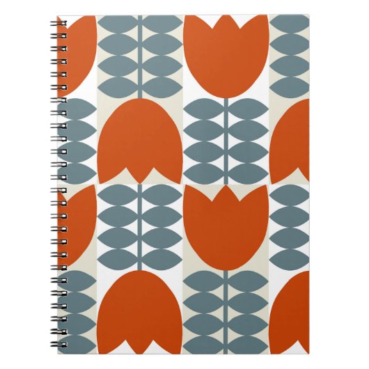 Moderne abstracte geometrie met gestileerde bloeme notitieboek (Voorkant)