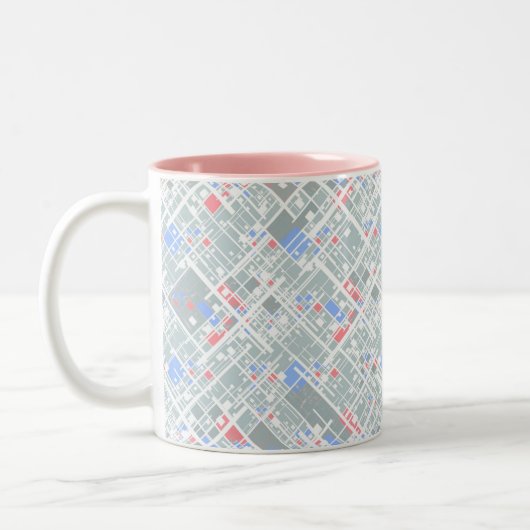 Moderne abstracte geometrie. tweekleurige koffiemok (Links)