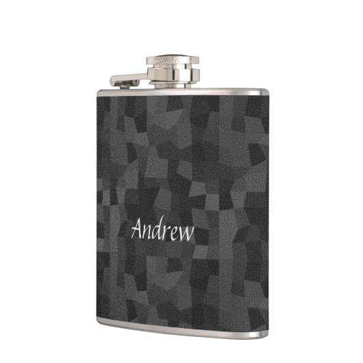 Moderne Abstracte geometrie (zwart en grijs) Heupfles (Links)