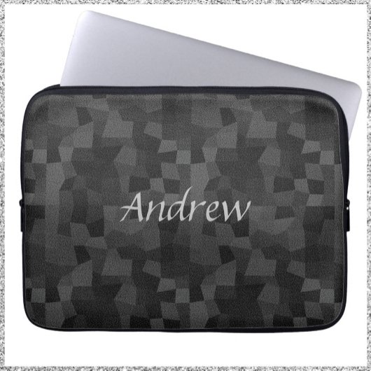 Moderne Abstracte geometrie (zwart en grijs) Laptop Sleeve