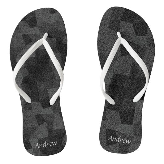 Moderne Abstracte geometrie (zwart en grijs) Teenslippers (Voetbed)