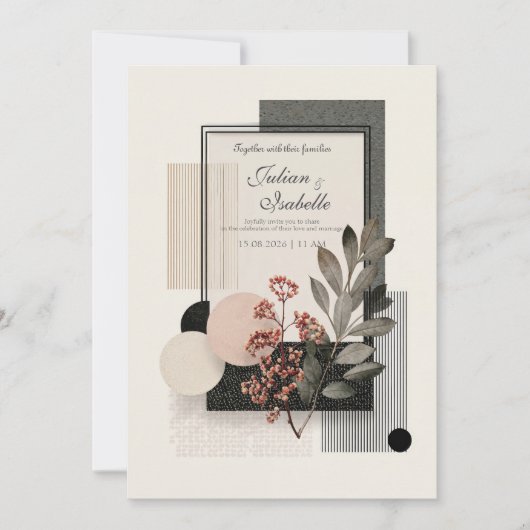 Moderne Abstracte Geometrische Bes Wedding Kaart (Voorkant)