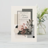 Moderne Abstracte Geometrische Bes Wedding Kaart (Staand voorkant)