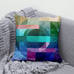 Moderne abstracte geometrische Blauwe groene roze Kussen