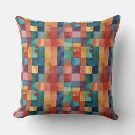 Moderne Abstracte Geometrische Blauwe Oranje Water Buitenkussen