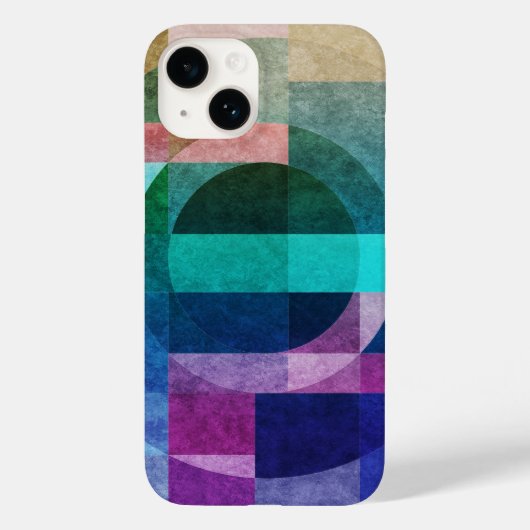 Moderne abstracte geometrische blauwe roze cirkel Case-Mate iPhone case (Achterkant)