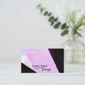 *~* Moderne Abstracte geometrische blauwe roze zwa Visitekaartje (Staand voorkant)
