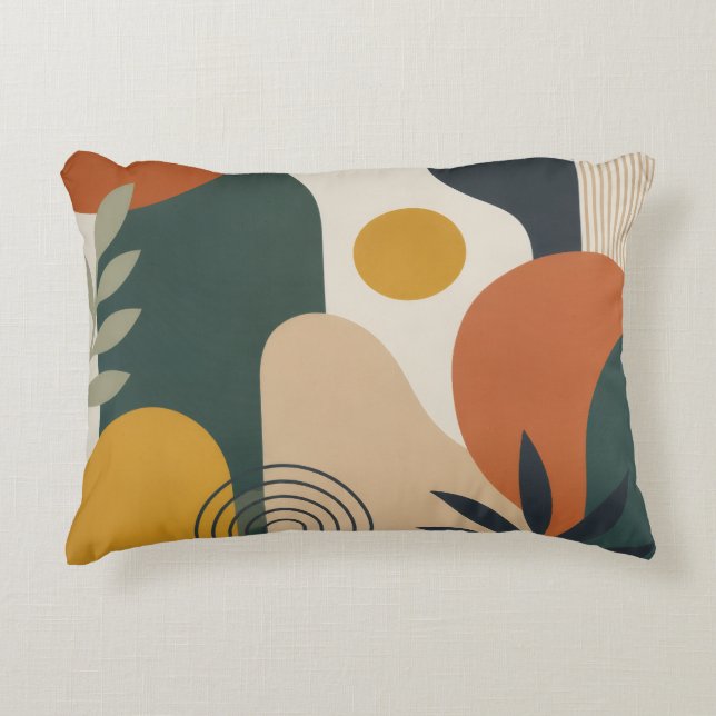 Moderne Abstracte Geometrische Botanische Kunst Accent Kussen (Voorkant)
