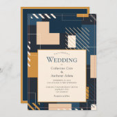 Moderne Abstracte geometrische bruiloft Kaart (Voorkant / Achterkant)
