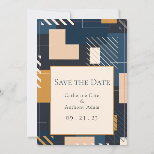 Moderne Abstracte geometrische bruiloft Save The Date (Voorkant)