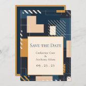 Moderne Abstracte geometrische bruiloft Save The Date (Voorkant / Achterkant)