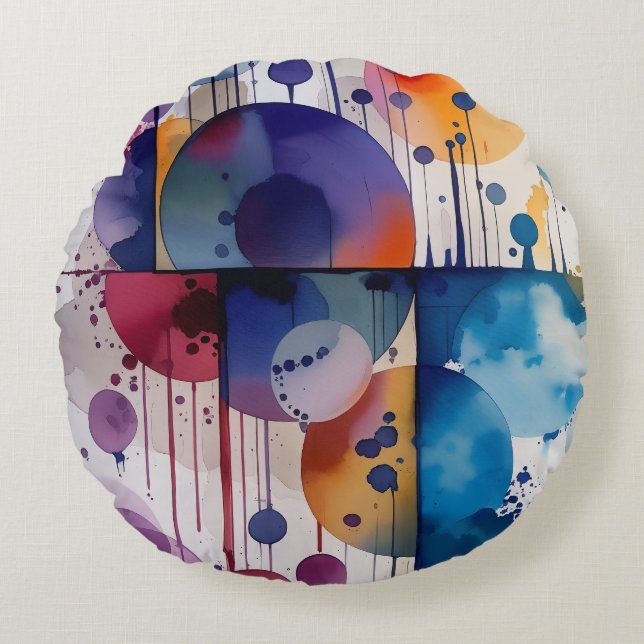 Moderne Abstracte Geometrische Cirkels Rond Kussen (Voorkant)
