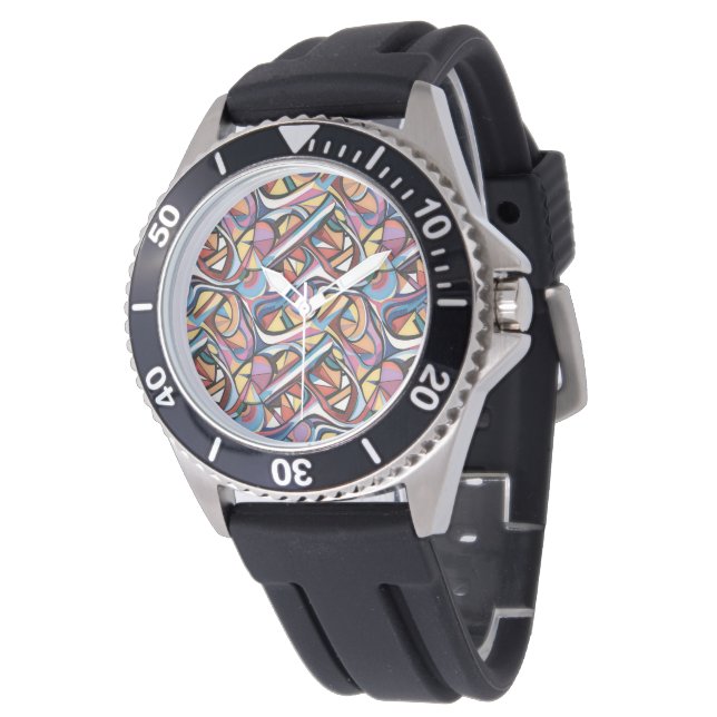 Moderne abstracte geometrische digitale patroon 48 horloge (Gekanteld)