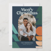 Moderne abstracte geometrische feestfoto feestdagenkaart (Voorkant)