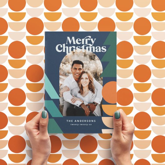 Moderne abstracte geometrische feestfoto feestdagenkaart