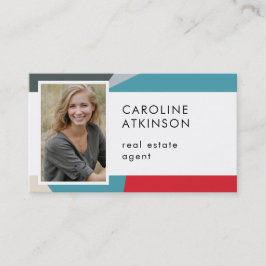 Moderne Abstracte Geometrische Foto QR Code Visitekaartje