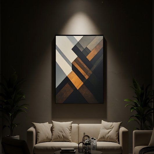 Moderne Abstracte Geometrische Gestructureerde Roe Canvas Afdruk