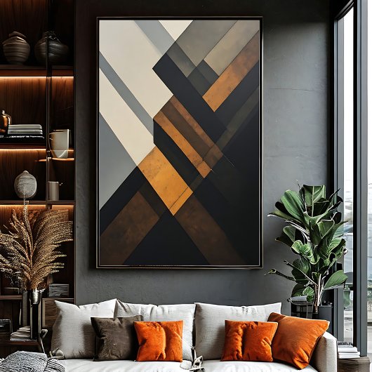 Moderne Abstracte Geometrische Gestructureerde Roe Poster