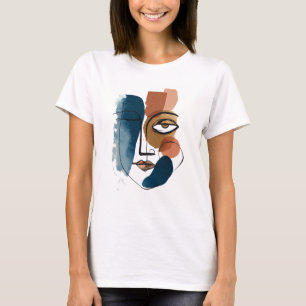 Moderne Abstracte Geometrische Gezicht Boho Lijnku T-shirt