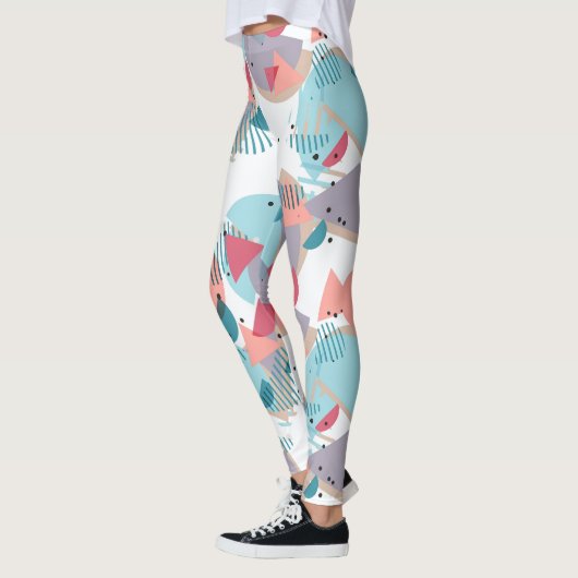 Moderne Abstracte Geometrische Hip 50s Art Pattern Leggings (Links)
