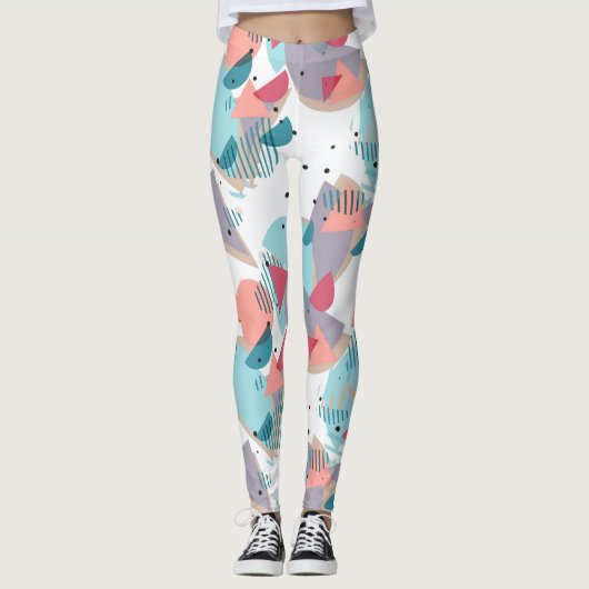 Moderne Abstracte Geometrische Hip 50s Art Pattern Leggings (Voorkant)