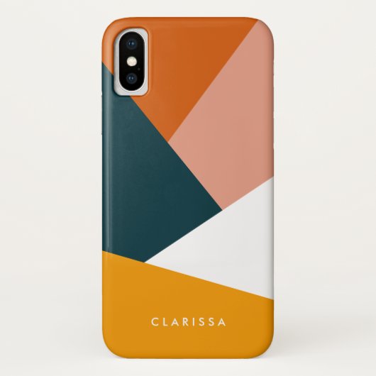Moderne abstracte geometrische kleurenblokpatroon Case-Mate iPhone case (Achterkant)