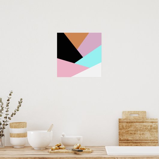 Moderne abstracte geometrische kleurenblokpatroon poster (Keuken)