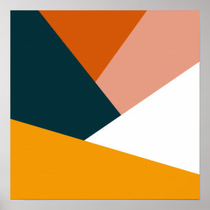 Moderne abstracte geometrische kleurenblokpatroon poster