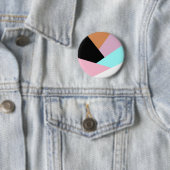 Moderne abstracte geometrische kleurenblokpatroon ronde button 5,7 cm (In situ)