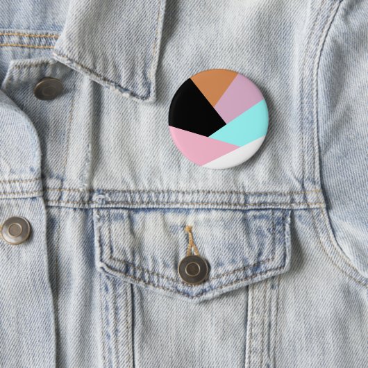 Moderne abstracte geometrische kleurenblokpatroon ronde button 5,7 cm (In situ)