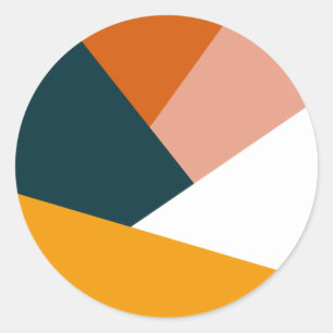 Moderne abstracte geometrische kleurenblokpatroon ronde sticker