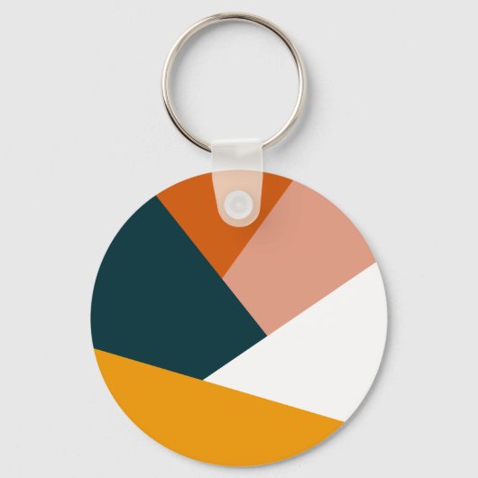 Moderne abstracte geometrische kleurenblokpatroon sleutelhanger (Voorkant)