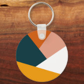 Moderne abstracte geometrische kleurenblokpatroon sleutelhanger (Voorkant)