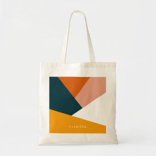 Moderne abstracte geometrische kleurenblokpatroon tote bag