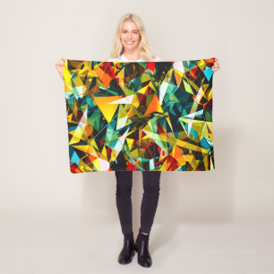 Moderne Abstracte Geometrische Kleurrijke Kristal Fleece Deken