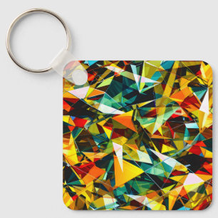 Moderne Abstracte Geometrische Kleurrijke Kristal Sleutelhanger