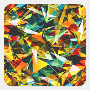 Moderne Abstracte Geometrische Kleurrijke Kristal  Vierkante Sticker