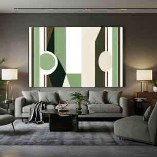 Moderne Abstracte Geometrische Kunst in Aardtinten Canvas Afdruk