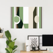 Moderne Abstracte Geometrische Kunst in Aardtinten Poster (Thuiskantoor)