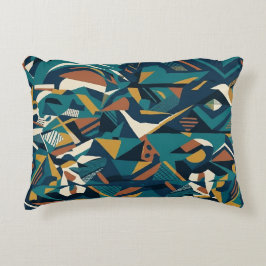 Moderne Abstracte Geometrische Kunst - Retro Teal Accent Kussen