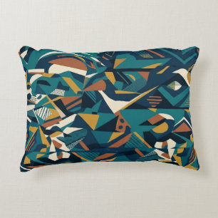 Moderne Abstracte Geometrische Kunst - Retro Teal  Accent Kussen