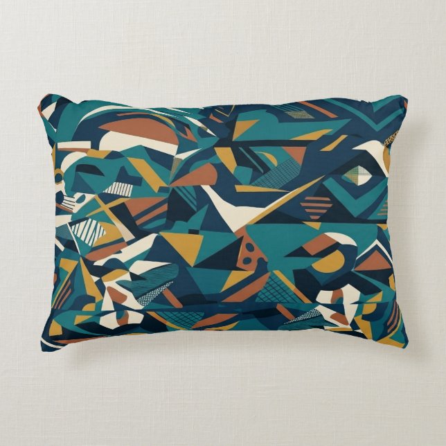 Moderne Abstracte Geometrische Kunst - Retro Teal  Accent Kussen (Voorkant)