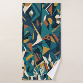 Moderne Abstracte Geometrische Kunst - Retro Teal Bad Handdoek