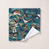 Moderne Abstracte Geometrische Kunst - Retro Teal Bad Handdoek (Wasdoekje)