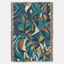 Moderne Abstracte Geometrische Kunst - Retro Teal Deken