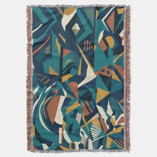 Moderne Abstracte Geometrische Kunst - Retro Teal Deken (Voorkant Verticaal)