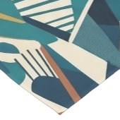 Moderne Abstracte Geometrische Kunst - Retro Teal Korte Tafelloper (Hoek)