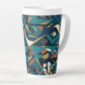 Moderne Abstracte Geometrische Kunst - Retro Teal Latte Mok (Rechterhoek)