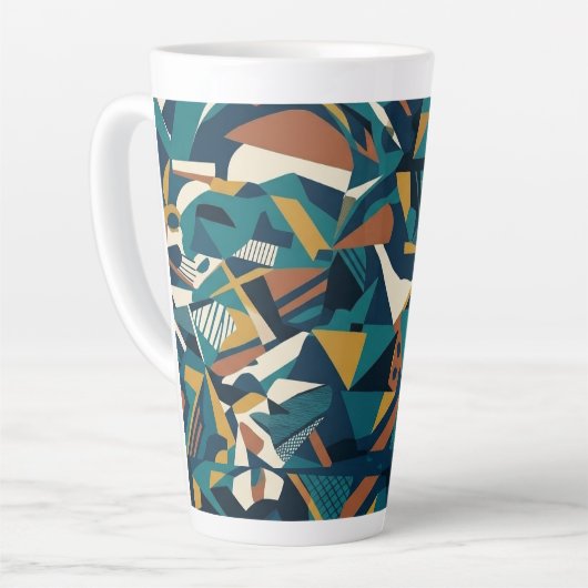 Moderne Abstracte Geometrische Kunst - Retro Teal Latte Mok (Linkerhoek)