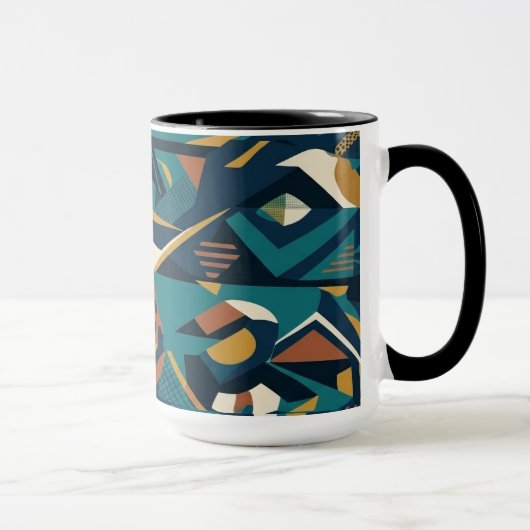 Moderne Abstracte Geometrische Kunst - Retro Teal  Mok (Rechts)